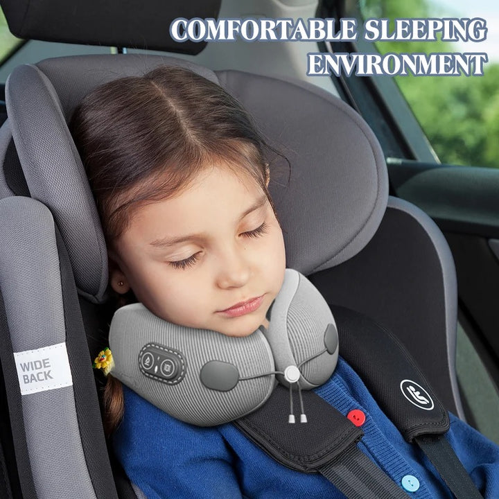 Premium U-Shaped Travel Pillow – Heated Massage Memory Foam Neck Pillow for Airplanes, Ergonomic Design for Pain Relief and Comfortable Sleeping, 3 Adjustable Modes, Portable and Rechargeable - StrengthXPhysiotherapy