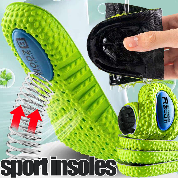 Premium Sports Insoles - Green PU Memory Foam with Breathable Shock Absorption, Arch Support for Plantar Fasciitis, Heel Pain