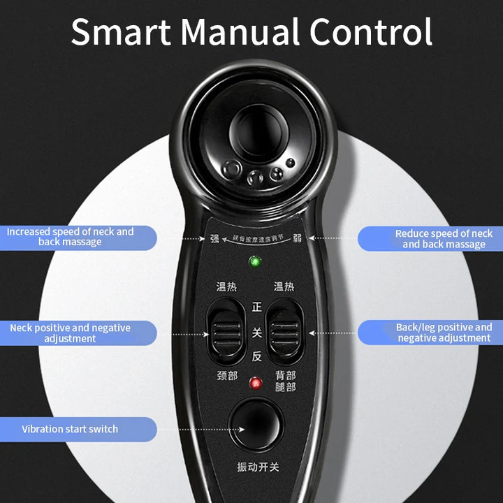 Premium Vibrating Electric Massage Chair Cushion – Heated Neck and Back Muscle Stimulator with Remote Control, Fatigue Relief