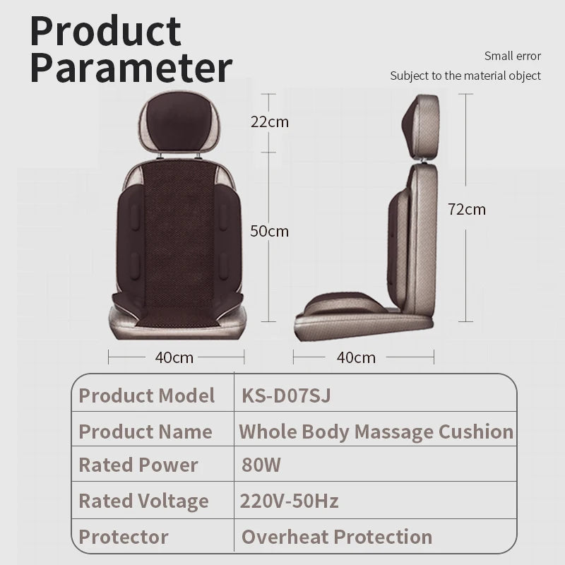 Premium Vibrating Electric Massage Chair Cushion – Heated Neck and Back Muscle Stimulator with Remote Control, Fatigue Relief