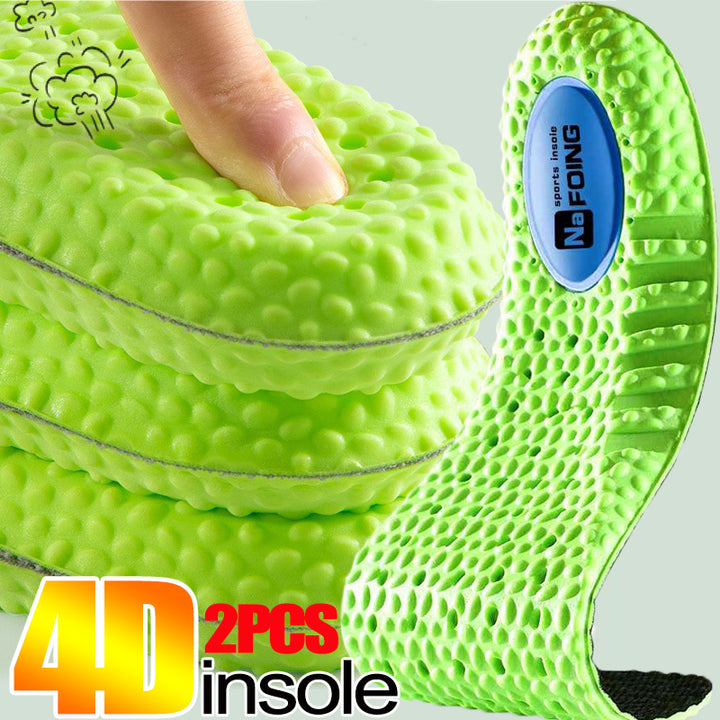 Premium Sports Insoles - Green PU Memory Foam with Breathable Shock Absorption, Arch Support for Plantar Fasciitis, Heel Pain