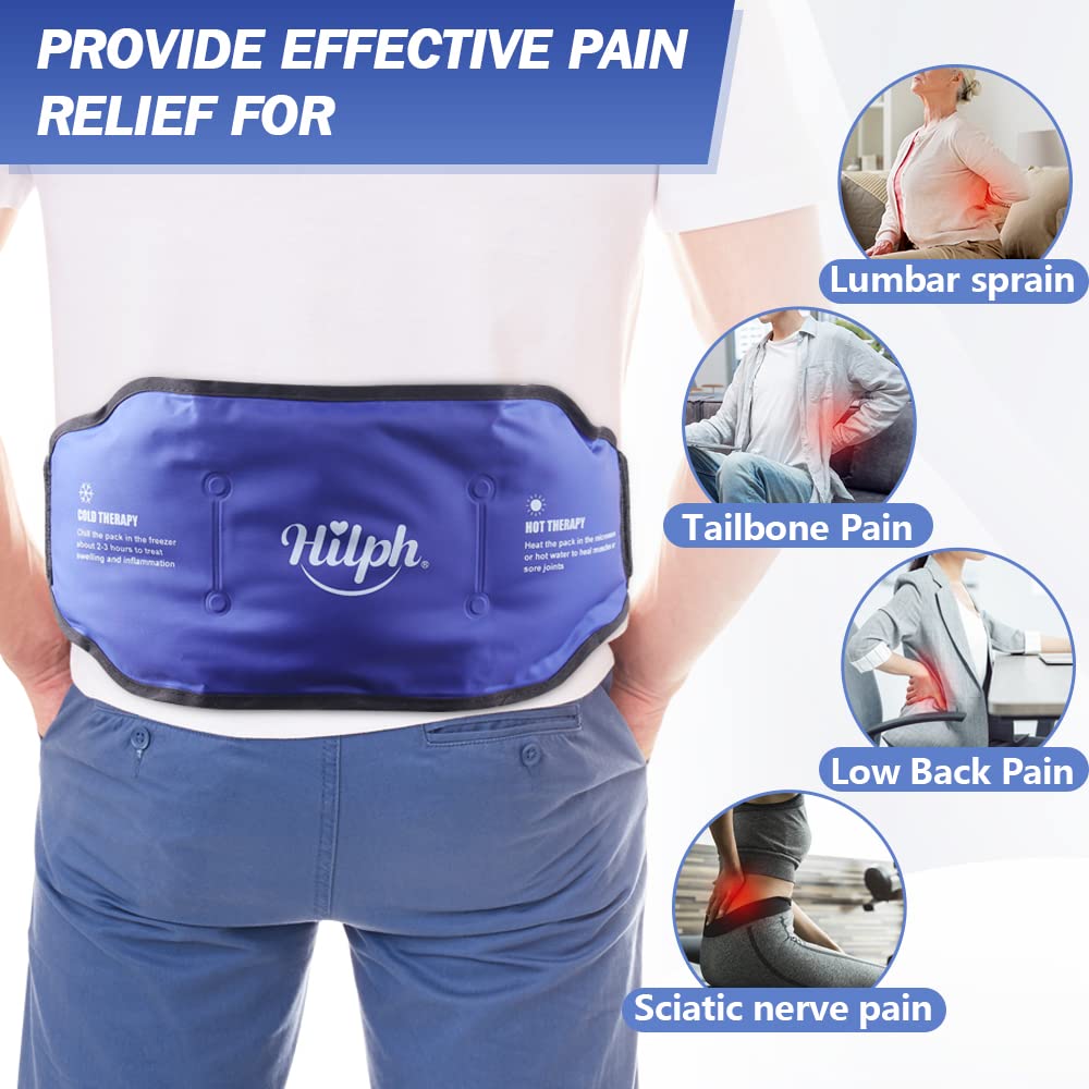 Premium Reusable Lower Back Ice Pack for Pain Relief – Adjustable Hot Cold Compress Therapy Lumbar Brace Support for 