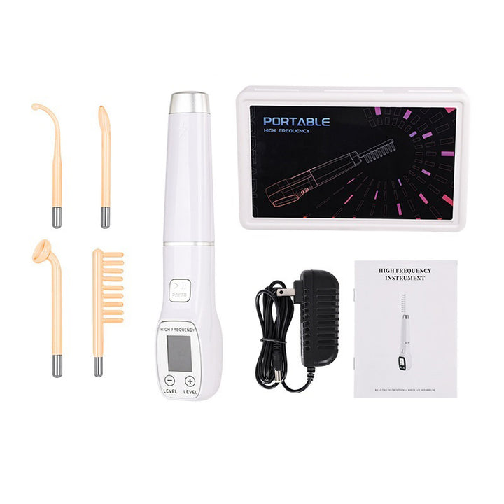 Premium High Frequency Facial Machine, Screen Display Electro Therapy Wand with Glass Tube, Anti-Acne & Wrinkle Removal, Skin