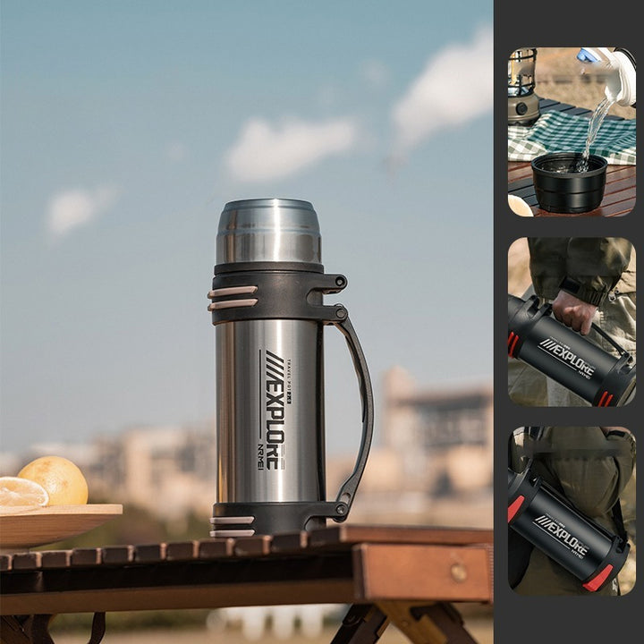 Premium Insulated Stainless Steel Water Bottle – 4L Thermal Flask, Double Vacuum Insulation, Leak-Proof, Soft Handle, Hot & Cold Beverage Container for Outdoor Use, Coffee/Tea Bottle with Carrying Strap - StrengthXPhysiotherapy