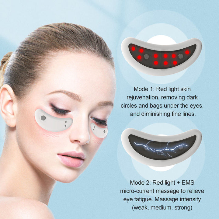 Premium LED Red Light Eye Therapy Massager with EMS and Gel Patches for Under Eye Wrinkle Treatment, 2 Modes, Rechargeable 