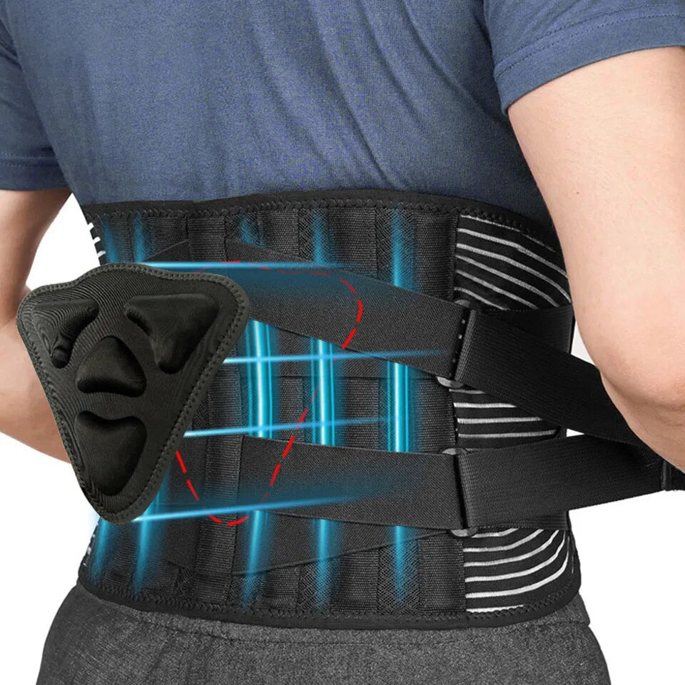 High Quality Lower Back Brace with 6 Stays – Orthopedic Lumbar Support Belt for Gym, Pain Relief, Anti-Skid Breathable Waist 