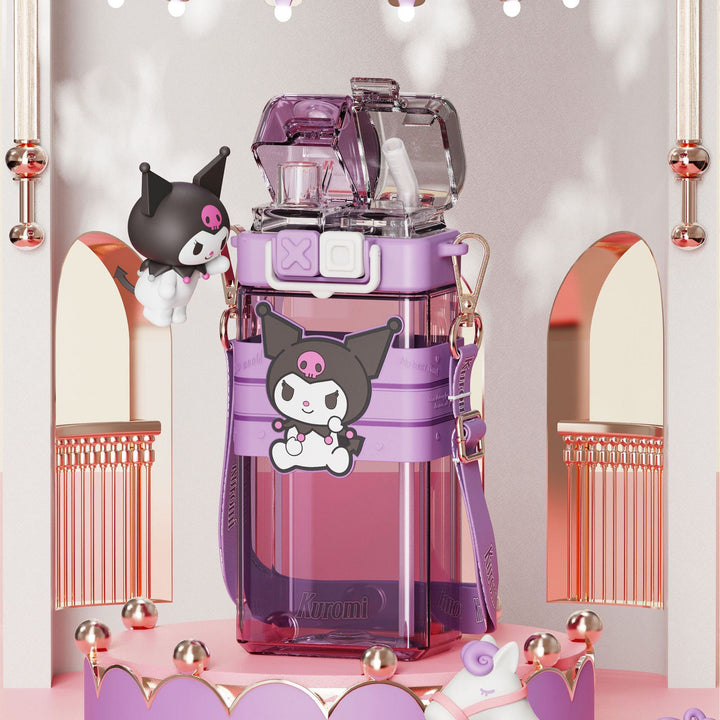 Premium Sanrio Cartoon Water Bottle – 520ML Double Drink Cup – Large Capacity Plastic Bottle for Students – Featuring Melody