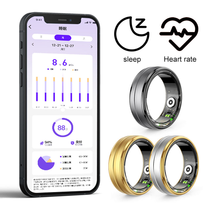 Premium Smart Ring – Heart Rate, Blood Oxygen, and Sleep Health Monitor for Men and Women, Waterproof 5ATM Fitness 