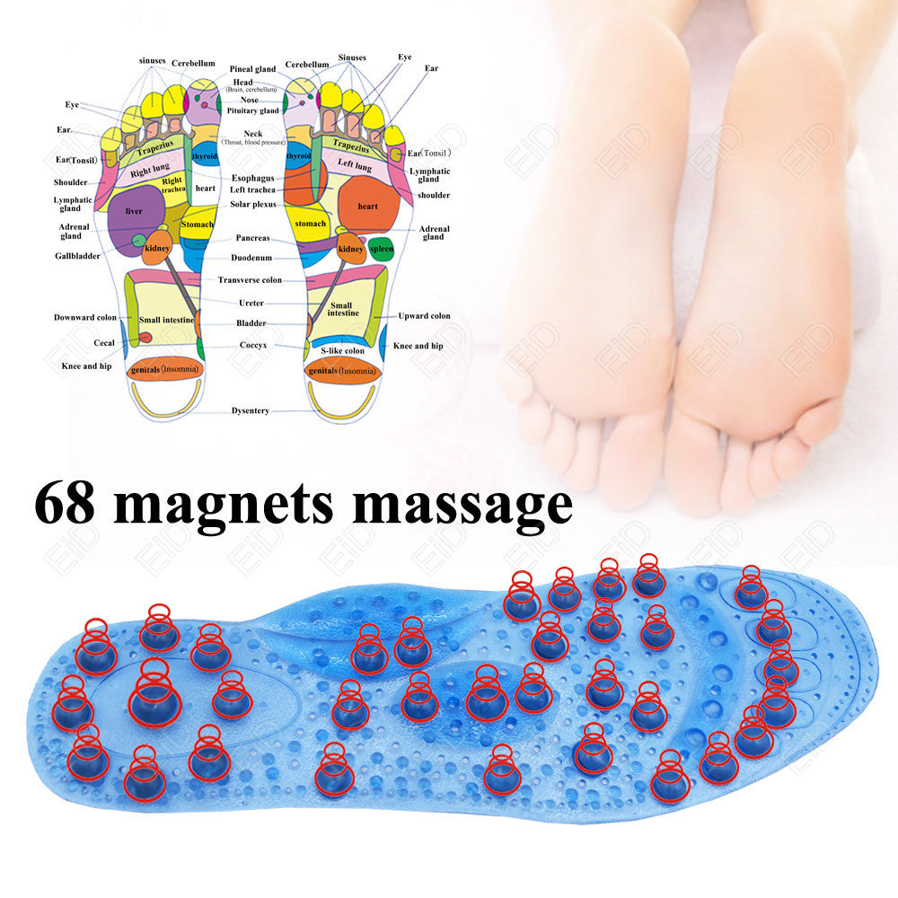 Premium Foot Acupressure Insoles with 68 Magnet Therapy – Breathable Sports Cushion Inserts for Body Detox, Pain Relief, and 