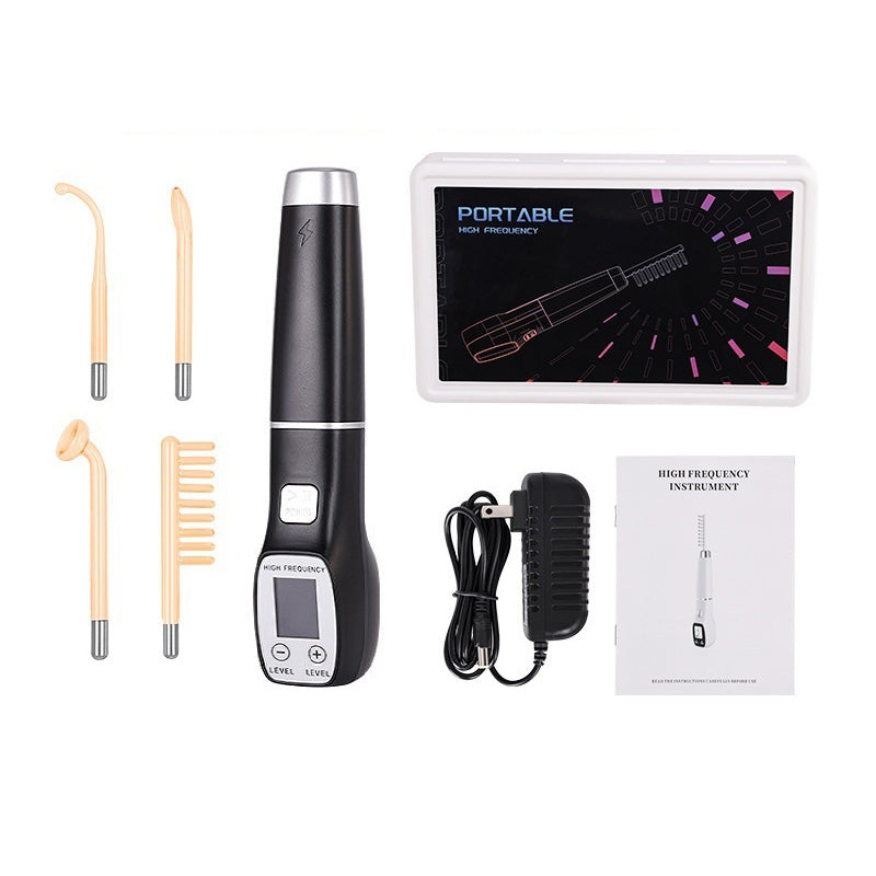 Premium High Frequency Facial Machine, Screen Display Electro Therapy Wand with Glass Tube, Anti-Acne & Wrinkle Removal, Skin