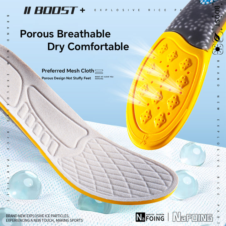 Premium Sport Insoles for Shoes - High Elasticity PU Memory Foam Air Cushion - Triple Shock Absorbing Sole Pad for Men, Women