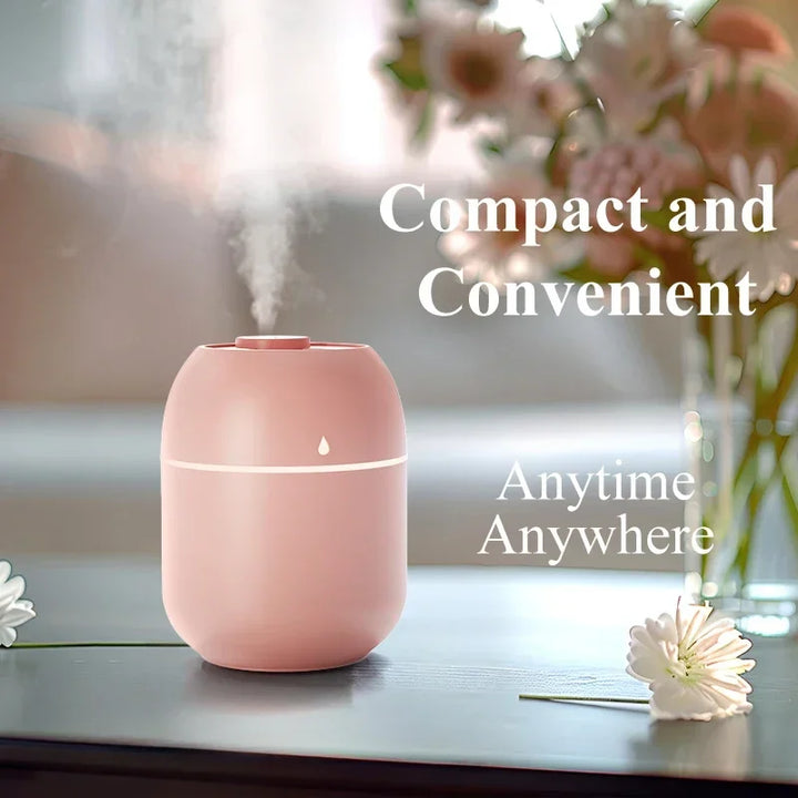 High Quality Portable Mini Ultrasonic Humidifier – USB Essential Oil Diffuser, Indoor Quiet Mist Maker, 220ml Water Tank,