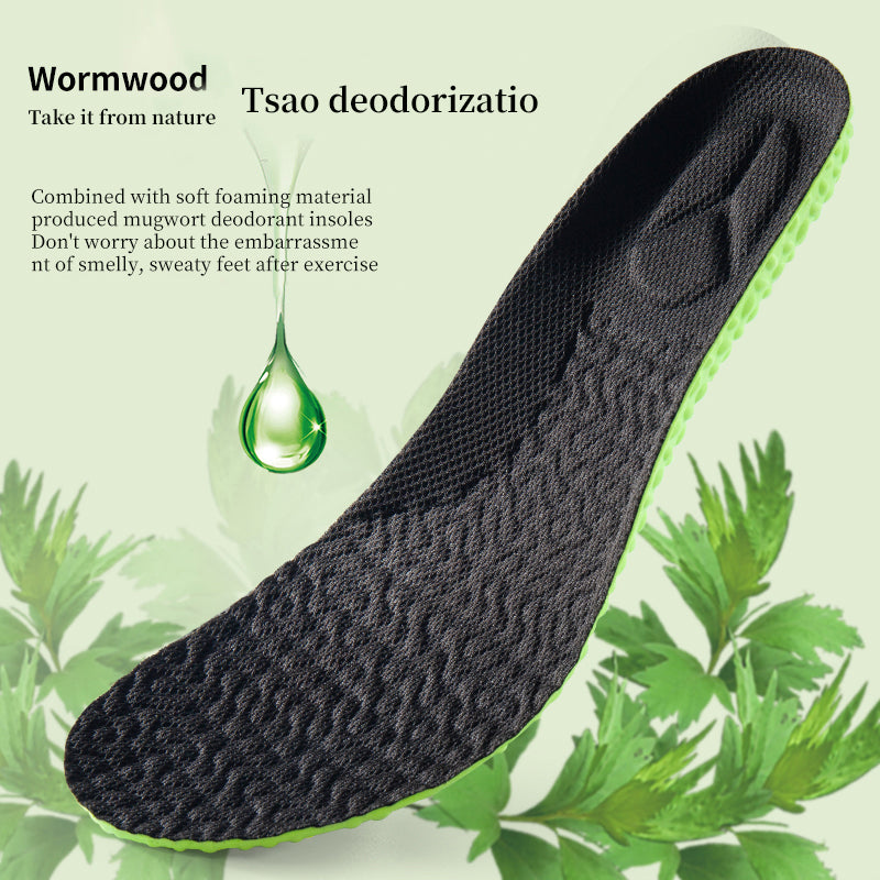 Premium Sports Insoles - Green PU Memory Foam with Breathable Shock Absorption, Arch Support for Plantar Fasciitis, Heel Pain