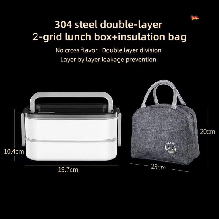 Premium 304 Stainless Steel Lunch Box – 1/2 Layer Microwavable Bento Box for Adults & Kids, Leak-Proof, Portable, Healthy 
