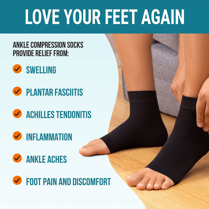 Premium Compression Socks for Neuropathy & Ankle Support – 1 Pair Nano Ankle Brace Sleeve, Pain Relief for Swelling, Plantar 