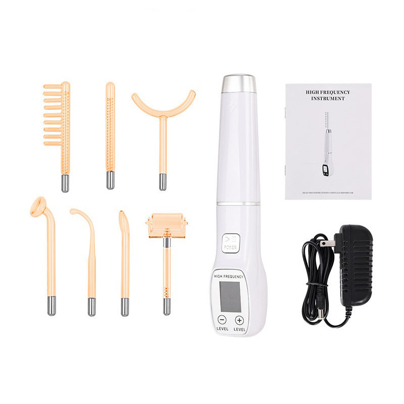 Premium High Frequency Facial Machine, Screen Display Electro Therapy Wand with Glass Tube, Anti-Acne & Wrinkle Removal, Skin