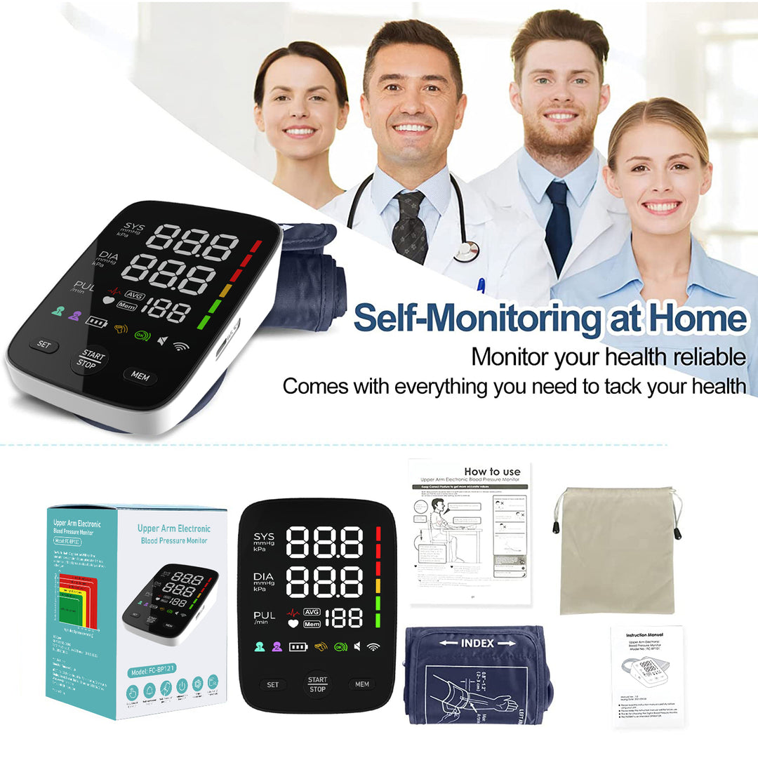 Premium Digital Upper Arm Blood Pressure Monitor – Accurate Sphygmomanometer, Full Automatic Pressurization & Decompression, 