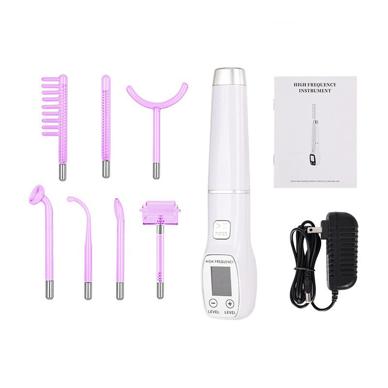 Premium High Frequency Facial Machine, Screen Display Electro Therapy Wand with Glass Tube, Anti-Acne & Wrinkle Removal, Skin