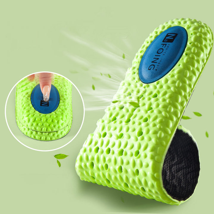 Premium Sports Insoles - Green PU Memory Foam with Breathable Shock Absorption, Arch Support for Plantar Fasciitis, Heel Pain