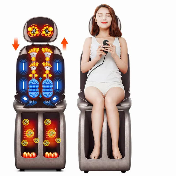 Premium Vibrating Electric Massage Chair Pad – Heated Neck and Back Cushion with Remote Control, Muscle Stimulator for Fatigue