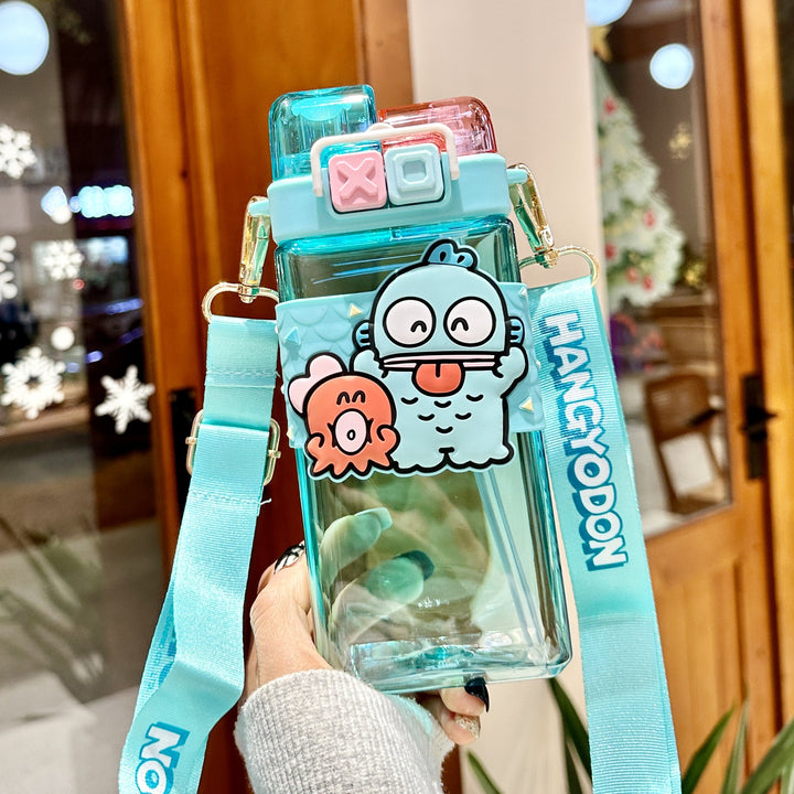 Premium Sanrio Cartoon Water Bottle – 520ML Double Drink Cup – Large Capacity Plastic Bottle for Students – Featuring Melody