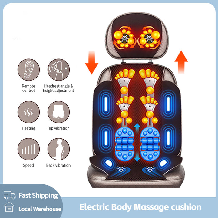 Premium Vibrating Electric Massage Chair Pad – Heated Neck and Back Cushion with Remote Control, Muscle Stimulator for Fatigue