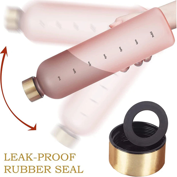 Premium 1L Motivational Water Bottle with Time Marker - BPA-Free, Leakproof Frosted Plastic, 32oz Reusable Sports and Fitness