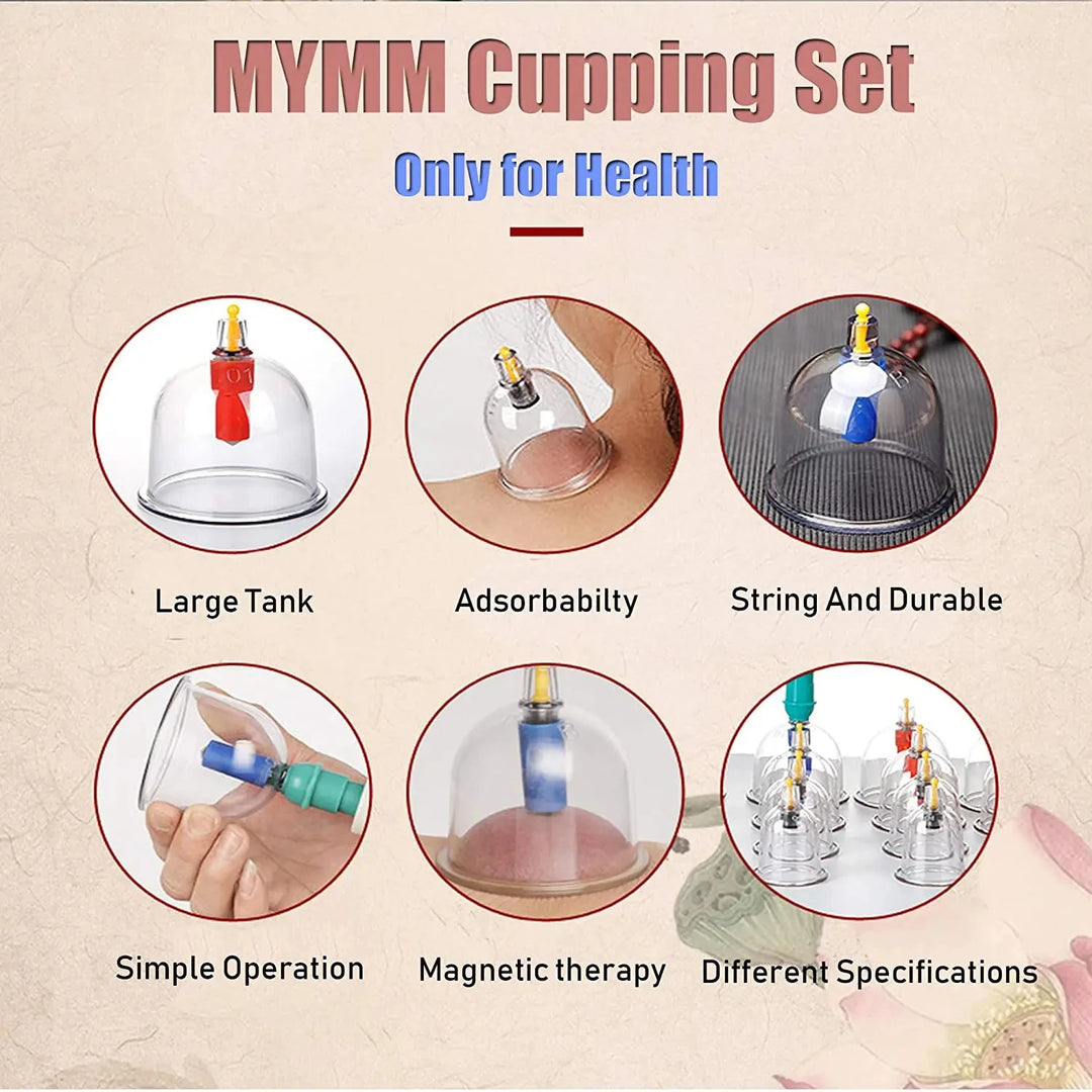 Premium Cupping Therapy Set – Professional Vacuum Suction Cups for Chinese Medicine Physiotherapy, Massage, and Muscle Relaxation, Durable Plastic Jars for Home and Professional Use - StrengthXPhysiotherapy