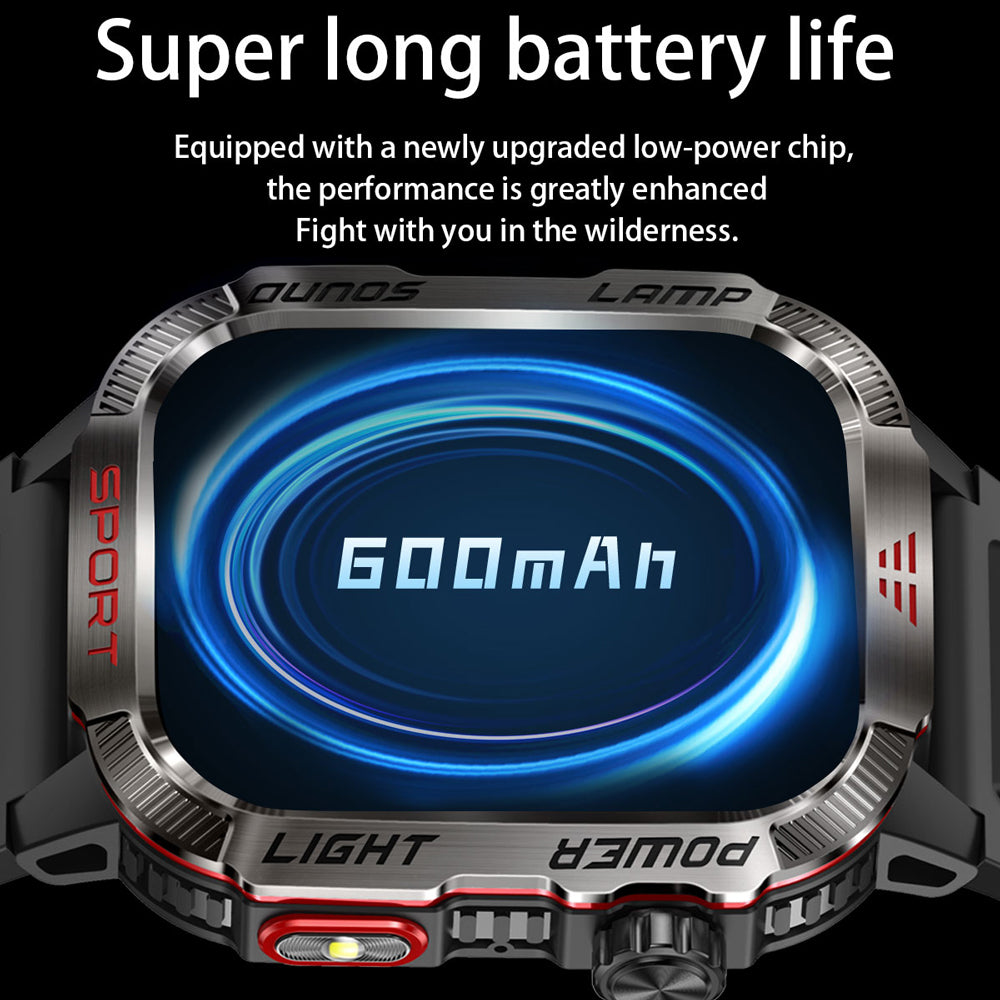 Premium GPS Smartwatch for Men – 2.01" HD Display, Waterproof, Bluetooth Calling, Compass, Flashlight, Fitness Tracker, 600m 