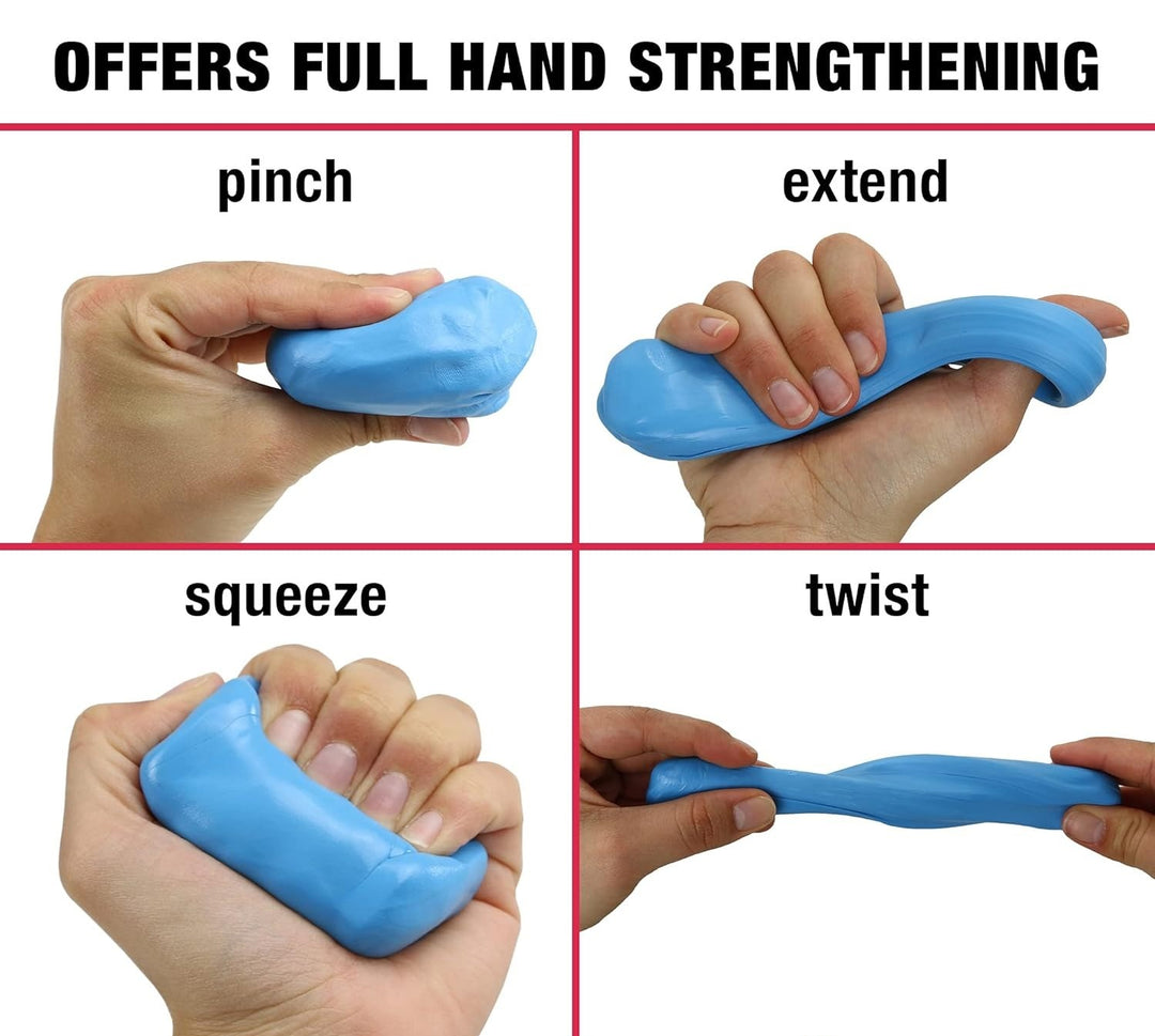 Premium Stress Relief Hand Putty Set – 4 Pcs Soft & Stretchy Silicone Therapy Putty for Finger Training, Decompression, and Children's Gifts – Non-Sticky, Bounceable & Durable - StrengthXPhysiotherapy