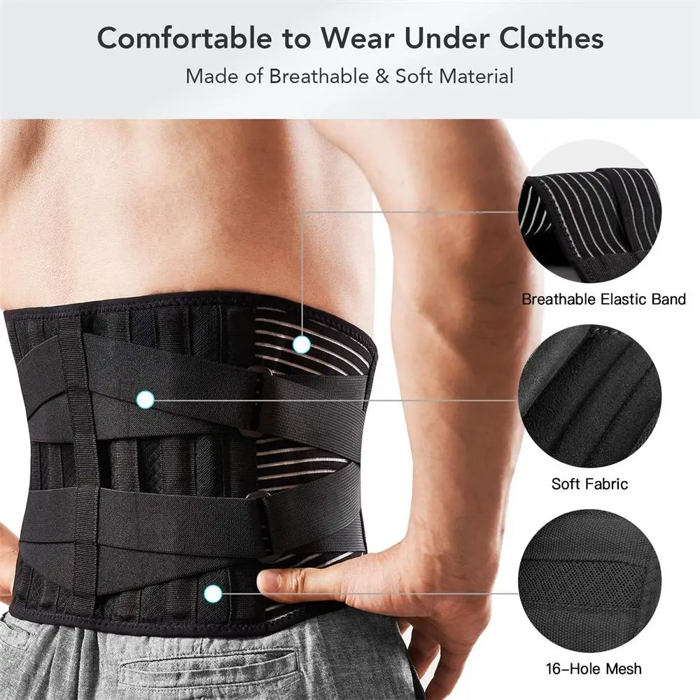 Premium Back Brace for Lower Back Pain Relief – Lumbar Support Belt for Heavy Lifting, Sciatica, Herniated Disc, Men & 
