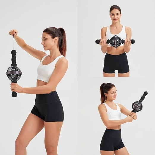 Premium Arm Strength Exerciser – Gyroscope Forearm Trainer with LED Light – Core Trainer for Home Gym Fitness – Powerball Arm Ball with Pull Rope Start, 200KG Resistance - StrengthXPhysiotherapy