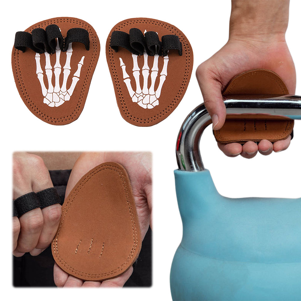 Premium Cowhide Weightlifting Gloves for Men & Women - Fitness Gym Grip Pads with 4 Finger Loop, Hand Palm Protection for 