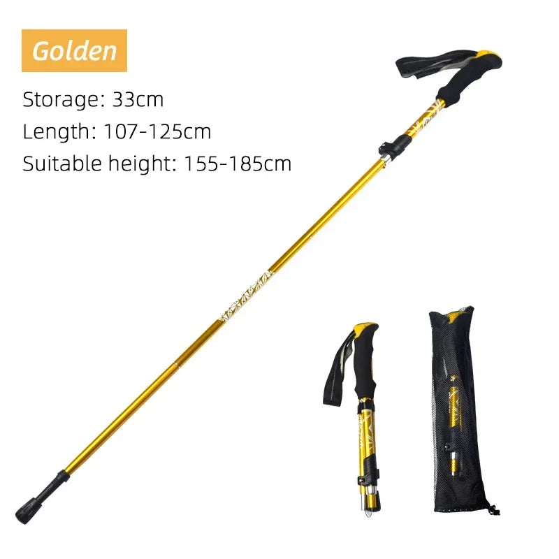 Premium Folding Trekking Pole for Hiking & Walking – Portable Carbon Steel Stick, Adjustable Length, Lightweight & Easy to 
