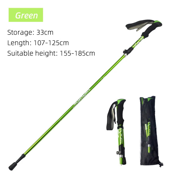 Premium Folding Trekking Pole for Hiking & Walking – Portable Carbon Steel Stick, Adjustable Length, Lightweight & Easy to 