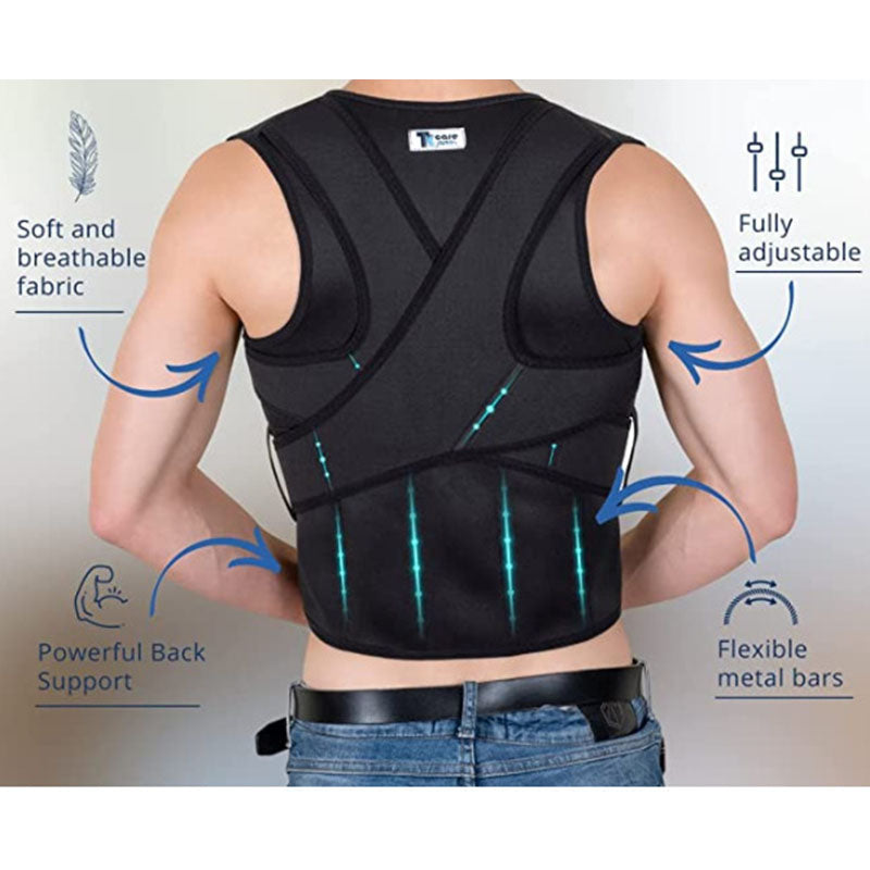 Premium Adjustable Shoulder Brace for Sports, Back Pain Relief, Compression Support, Double Bandage Strap, Lightweight  