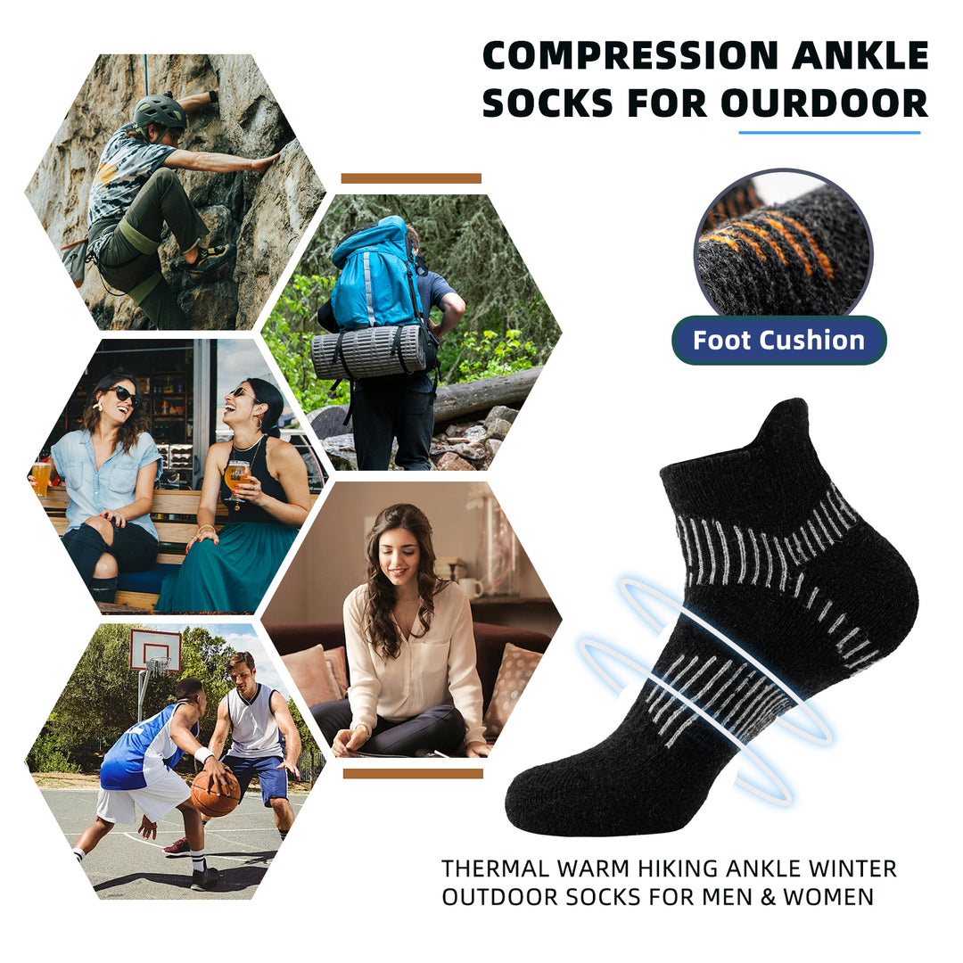 Premium Sweat Absorbing Compression Running & Hiking Socks – 6 Pairs, Thick Cotton Ankle Sports Socks for Men & Women, Low 