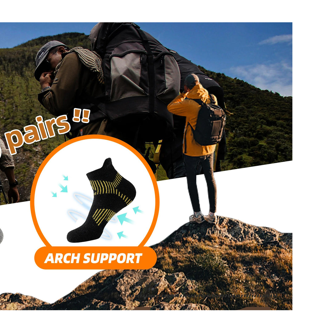 Premium Sweat Absorbing Compression Running & Hiking Socks – 6 Pairs, Thick Cotton Ankle Sports Socks for Men & Women, Low Cut, Breathable, Moisture-Wicking, Compression Support - StrengthXPhysiotherapy