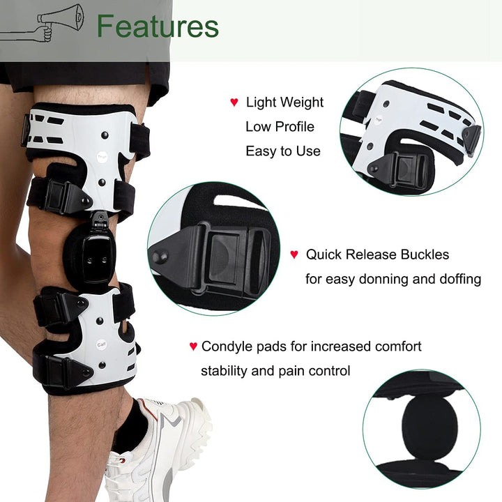 Premium Adjustable Hinged Knee Brace for Postoperative Recovery, ROM Immobilizer for ACL, MCL, Meniscus Tear, and Ligament 