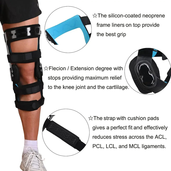 Premium Knee Brace for ACL/MCL/PCL Injuries, Ligament Support & Sports Recovery, Hinged ROM Orthopedic Orthosis for Men & 