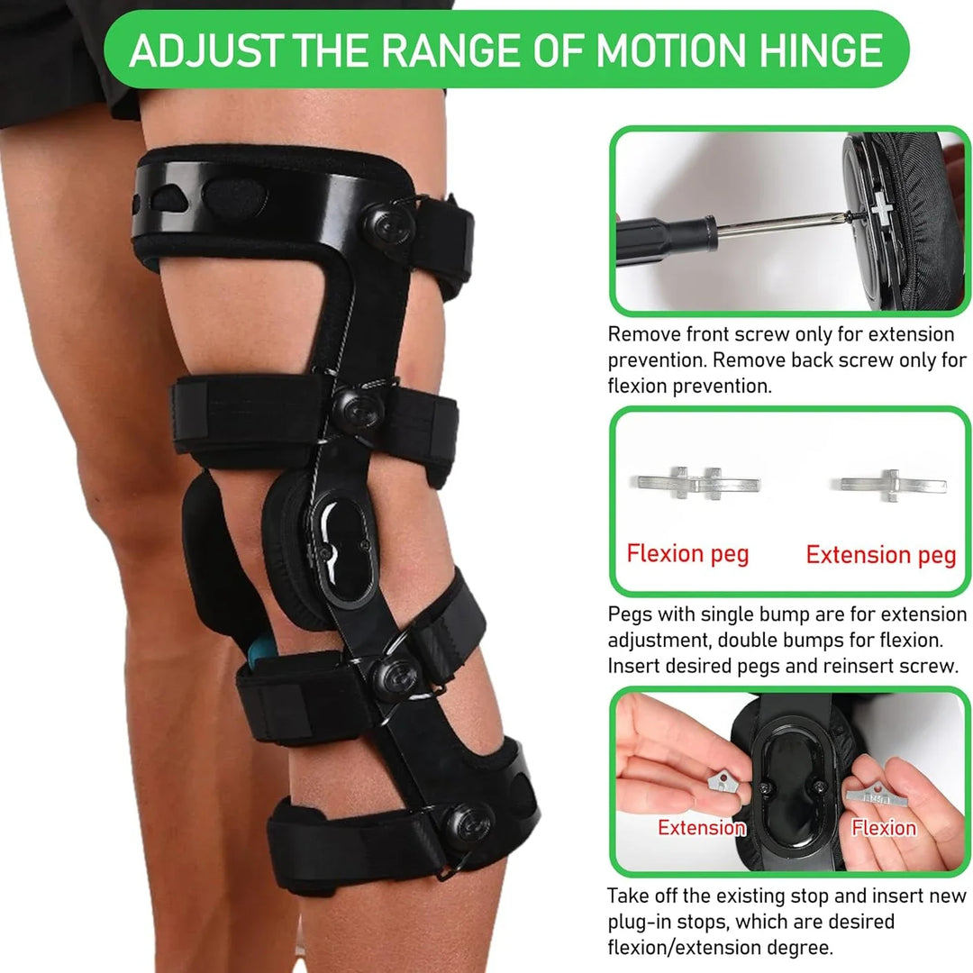 Premium Knee Brace for ACL/MCL/PCL Injuries, Ligament Support & Sports Recovery, Hinged ROM Orthopedic Orthosis for Men & 