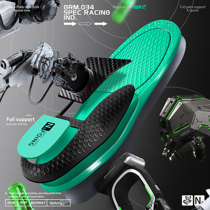 Premium Carbon Plate Running Insoles for Enhanced Propulsion and Speed Rebound - Full-Length Design for Marathon and Racing