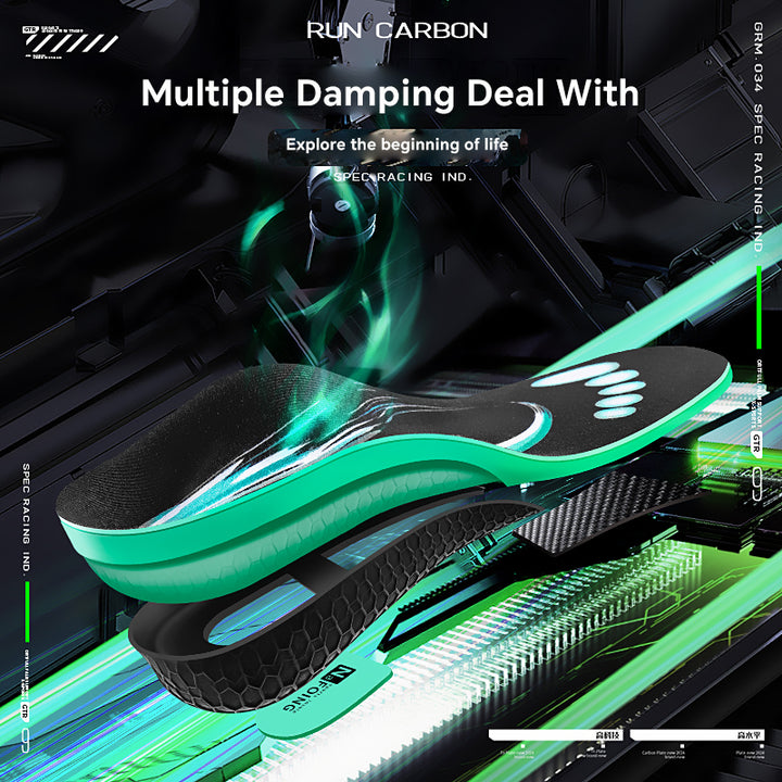 Premium Carbon Plate Running Insoles for Enhanced Propulsion and Speed Rebound - Full-Length Design for Marathon and Racing