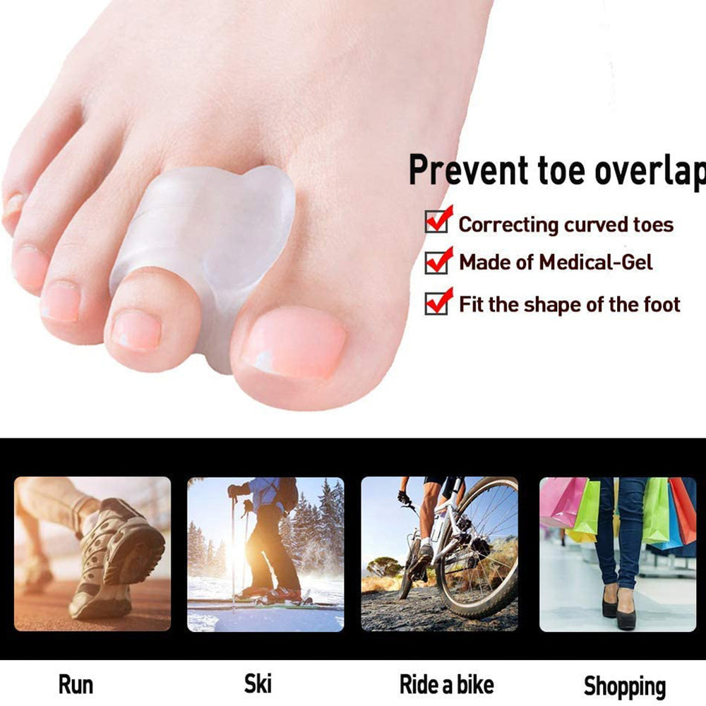 Premium Silicone Toe Separator - 2PCS Gel Bunion Corrector & Orthopedic Hallux Valgus Spacer for Foot Care, Pedicure, and 