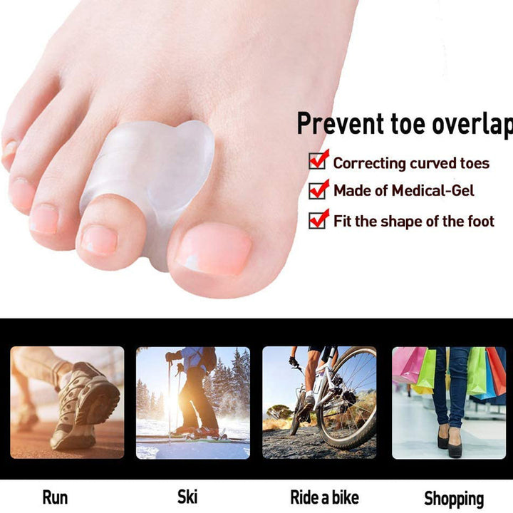 Premium Silicone Toe Separator - 2PCS Gel Bunion Corrector & Orthopedic Hallux Valgus Spacer for Foot Care, Pedicure, and 