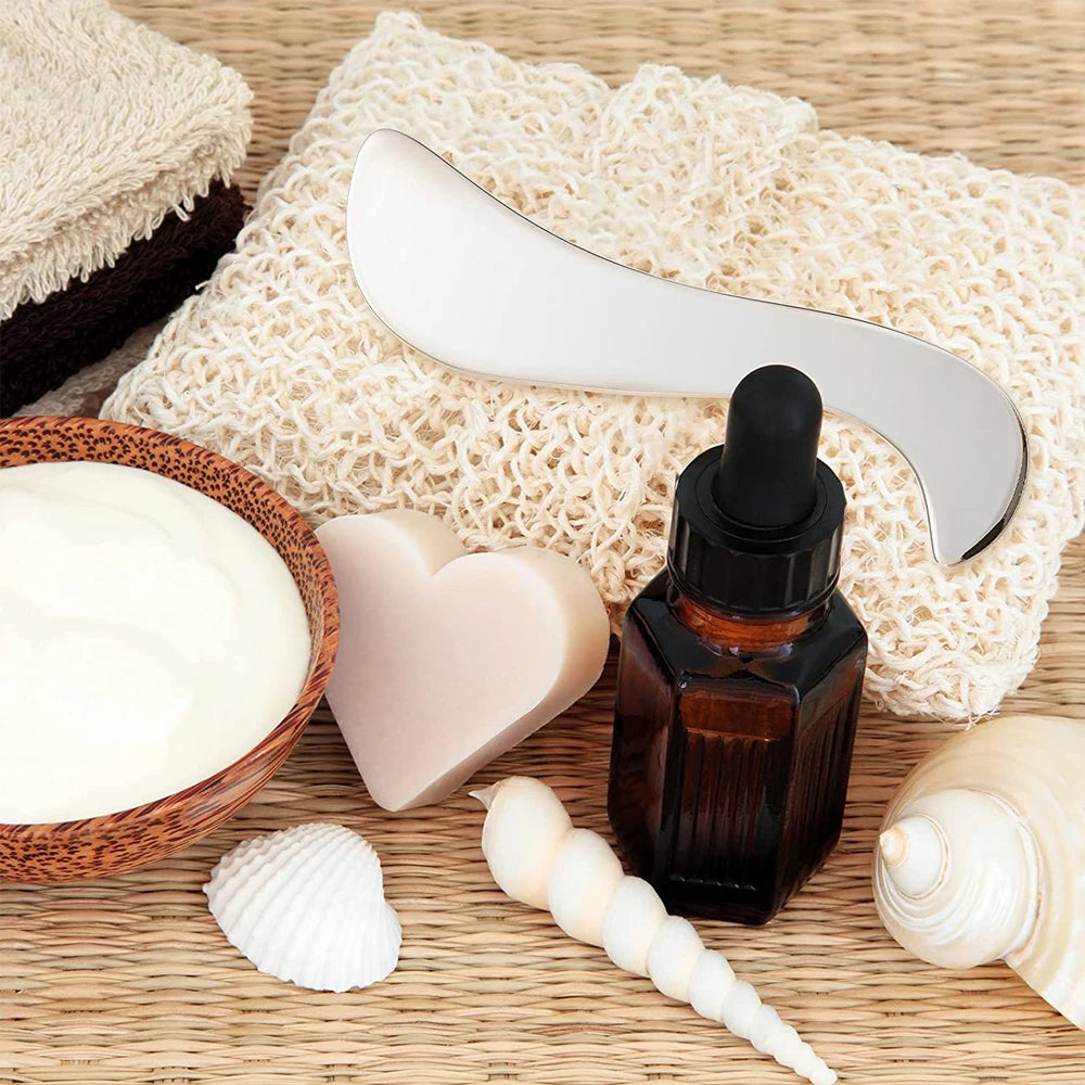 Premium Stainless Steel Gua Sha Massage Tool Set - Myofascial Release Scraper for Muscle Pain Relief, Blood Circulation, and 