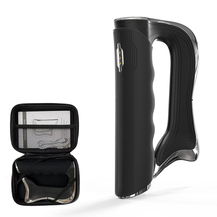 Premium Electric Fascial Tissue Gua Sha Tool - Deep Tissue Muscle Massager with NMES, Microcurrent Vibration, 3-Level   