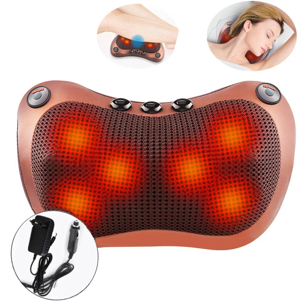 Premium Electric Shiatsu Massage Pillow for Neck, Back, and Body Pain Relief | Multifunctional Heating Massage Pillow for Car