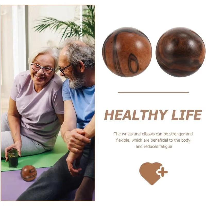 Premium Wooden Massage Balls for Hand Exercise, Stress Relief, and Finger Strength – Set of 2, Ideal for Arthritis, Carpal Tunnel, and Rehabilitation - StrengthXPhysiotherapy