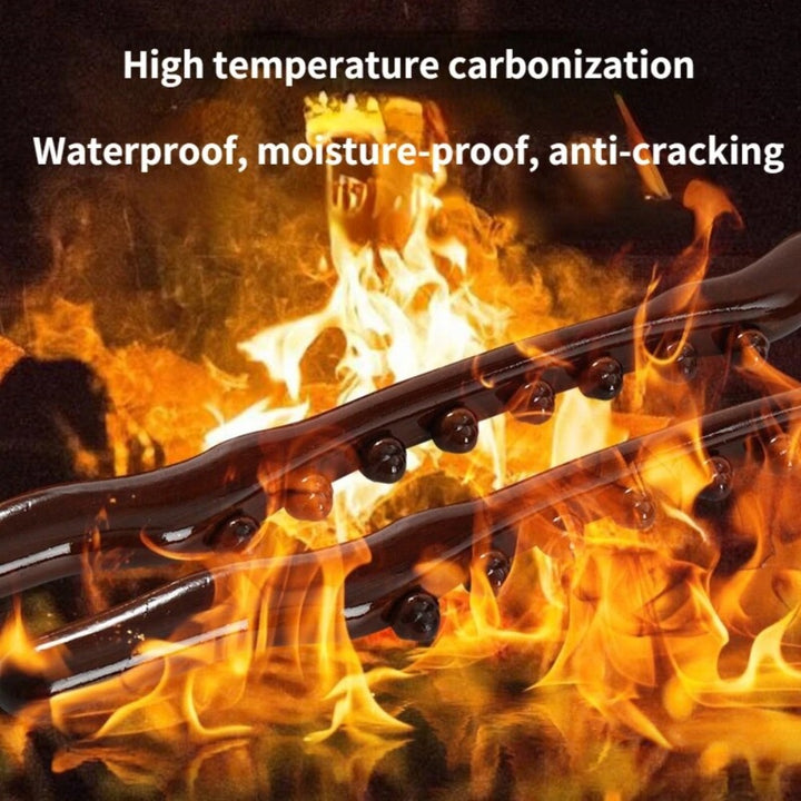 Premium 8 Beads Gua Sha Massage Stick - Carbonized Wood Meridian Scraping Therapy Wand for Muscle Relaxation and Acupuncture